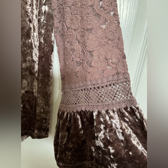 Mystree Brown Ruffled Blouse with Mandarin Collar - Picture 3 of 7